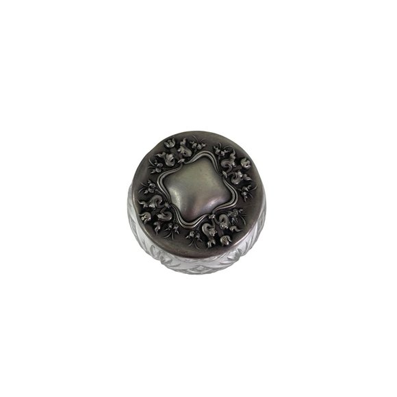 Vintage Cut Crystal Vanity Dresser Cosmetic Jar Sterling Silver Lid 3" x 4" - Picture 6 of 8